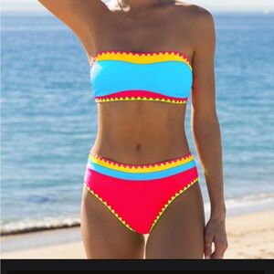 Colorful Strapless Bikini Set